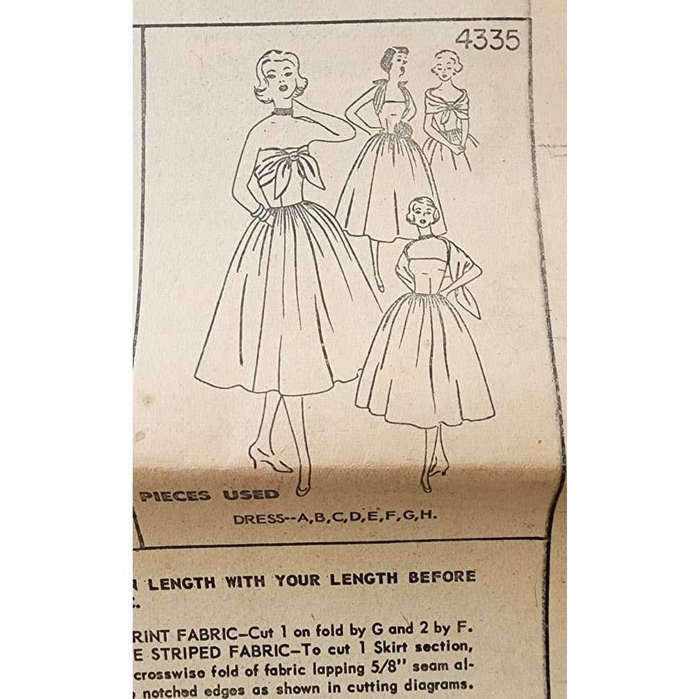 Vintage 50s Sewing Pattern: Dress with Attached Scarf Simplicity 4335