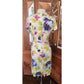 Vintage 40s Rayon Print Wiggle Dress Bold Floral Pattern + Scarf Detail