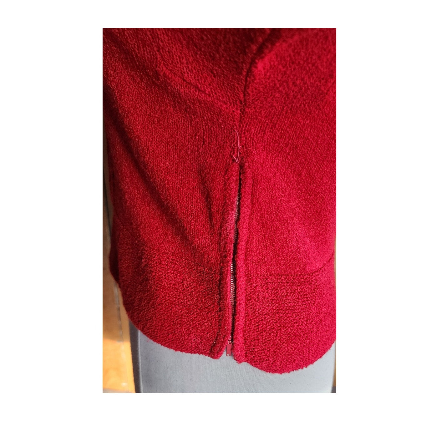 Vintage 50s Cherry Red Sweater Black Trim / M