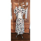 Vintage 1980s Krizia Dress Silk Puff Sleeve Open Back Geometric Abstract Midi
