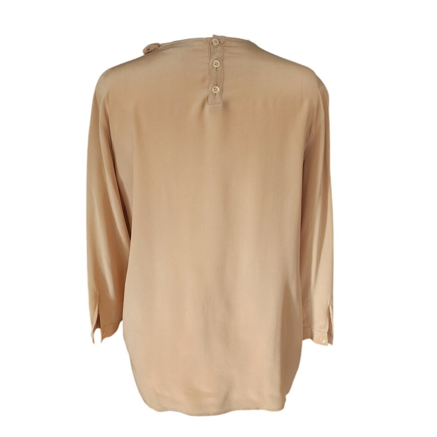 Vintage 1990s Beige Silk Blouse w/Scarf Panel Armani Collezioni / S
