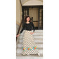 Vintage 70s Boho Maxi Dress Black Knit Top Cream Windowpane Skirt Floral Crissa Italy