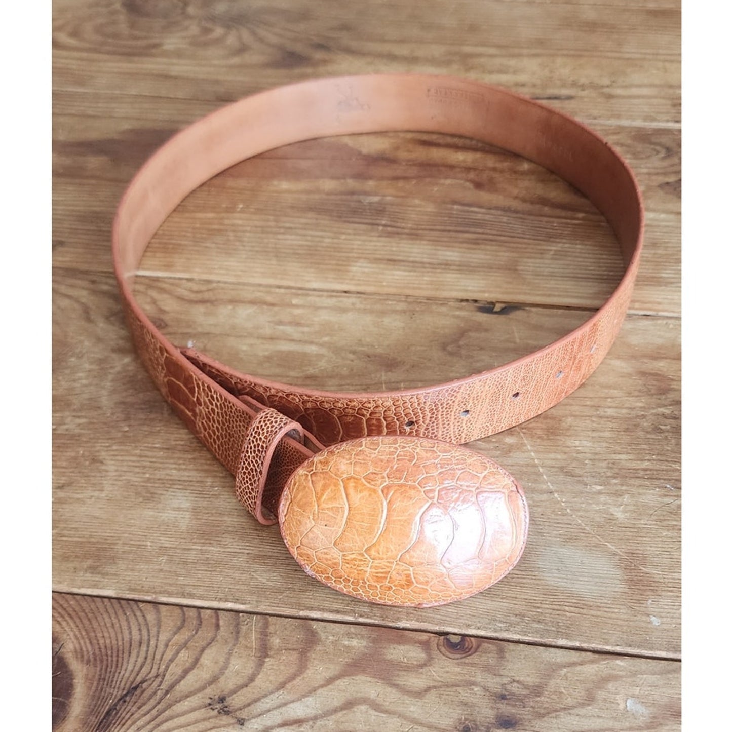 Vintage 2000s Alligator Leather Belt Unisex Los Altos Caiman Lizard Skin Country Western Oryx