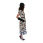 Vintage 1980s Krizia Dress Silk Abstract Print Puff Sleeves Open Back Midi IT 40