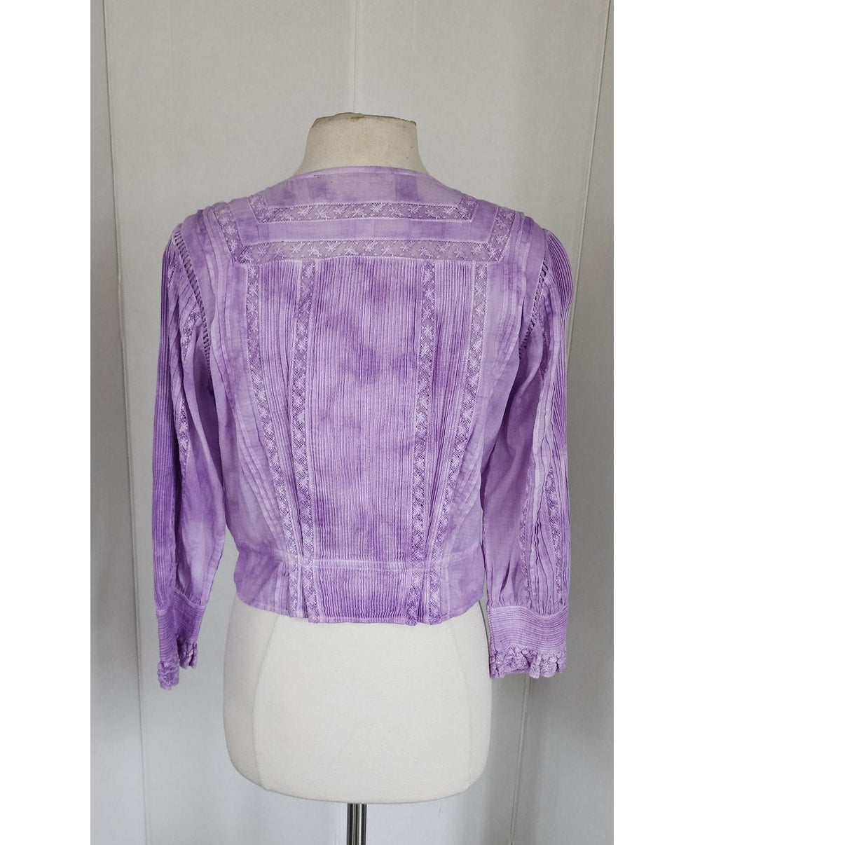 LoveShackFancy Aubrielle Top Purple Tie-Dye Blouse Cotton Lace / S