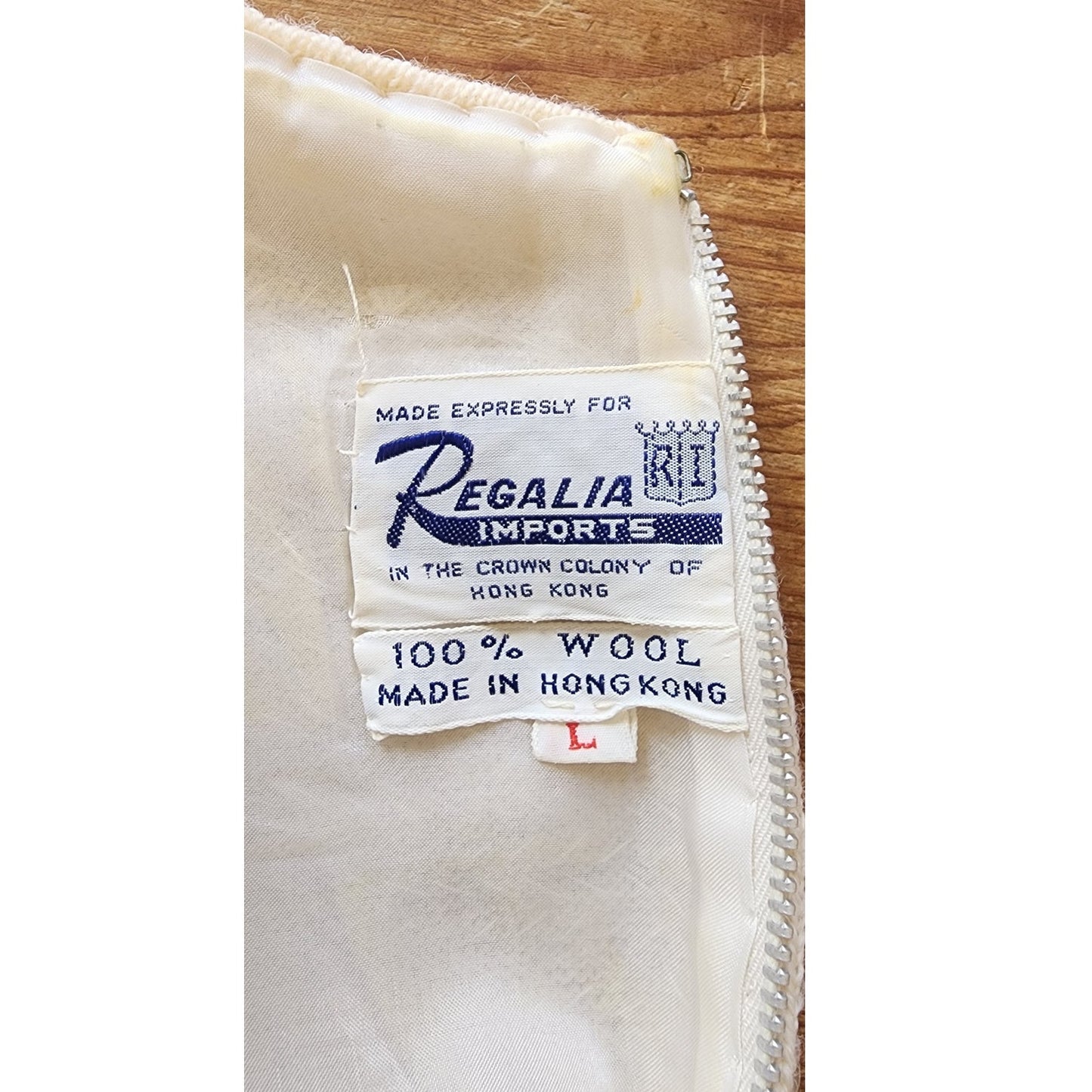 Vintage 1960s Beaded Sequined Top Cream Wool Long Sleeved Regalia Imports Hong Kong