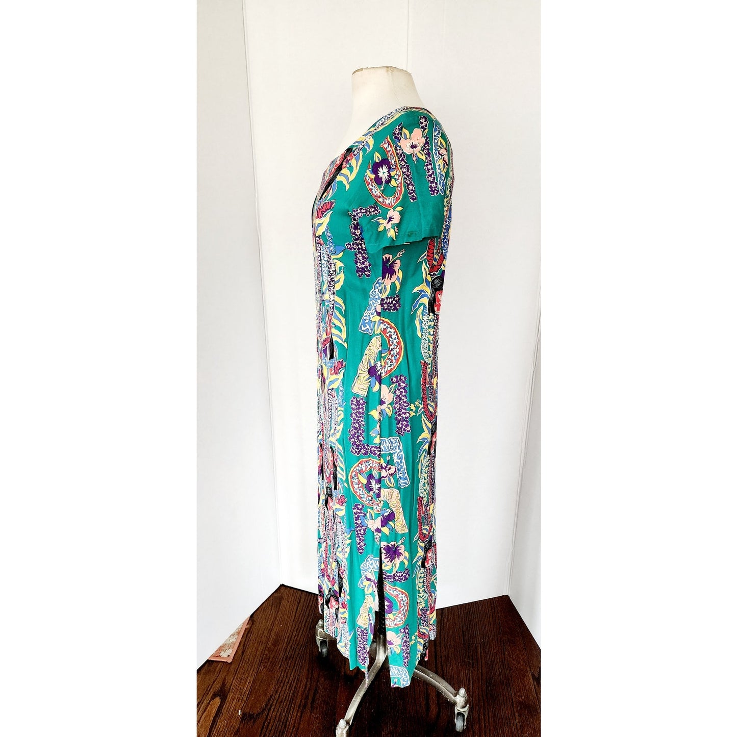 Vintage Tiki Print Dress Reyn Spooner Hawaiian Traditionals / XS