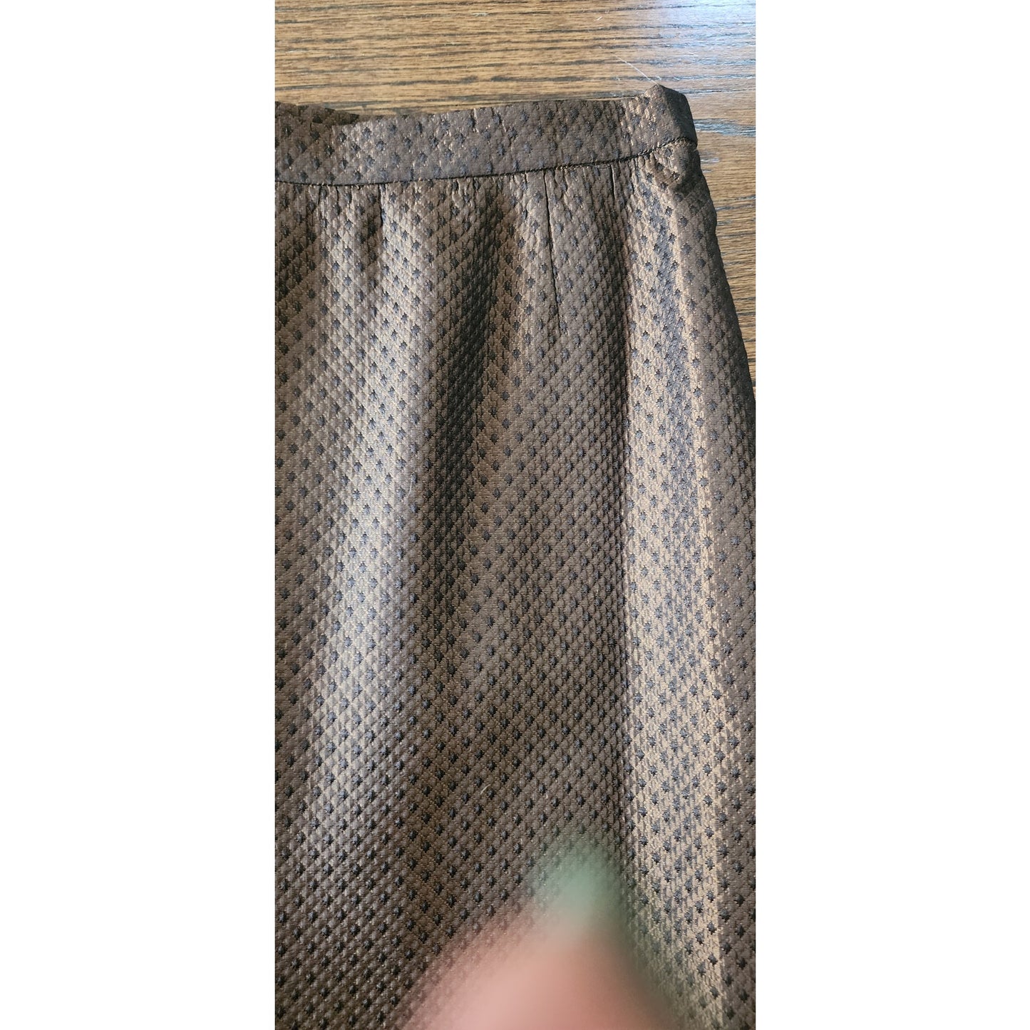 Vintage ESCADA Skirt Brown Metallic Silk Wool Blend Diamond Print / Waist 32" Size 44