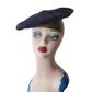 Vintage 1930s Tilt Hat Austelle Navy Blue Structured Saucer Modernist Sculpted