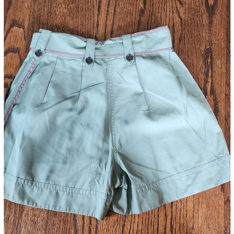 Y2K Dries Van Noten Silk Shorts Cropped Cargo  Blue Green