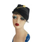 Vintage 30s Art Deco Style Hat Black w/Cream Lucite Modernist Design