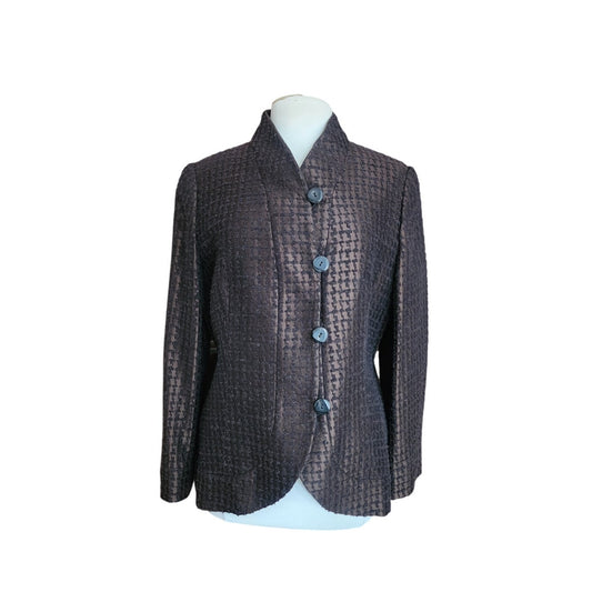 VTG 2000s Armani Collezioni Brown Houndstooth Textured Blazer Jacket / Large