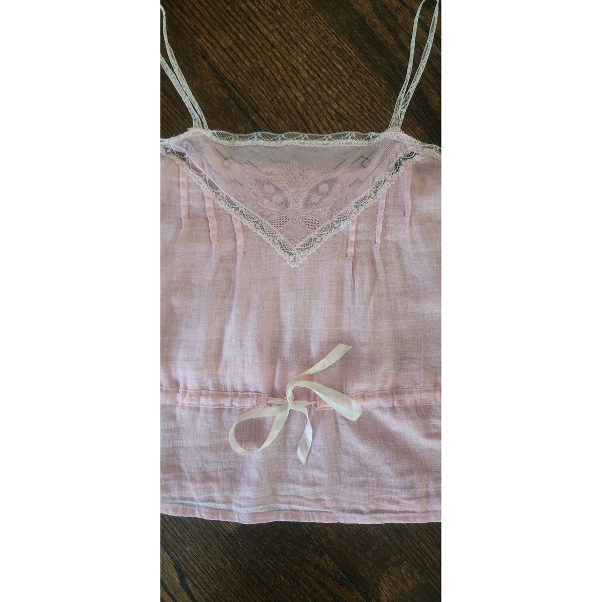VTG 1980s Pink Cotton Lace Top Shell Embroidered Neo Edwardian Romantic Shirt