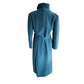 Vintage 80s Blue Wool Coat, Belted, Rosewin