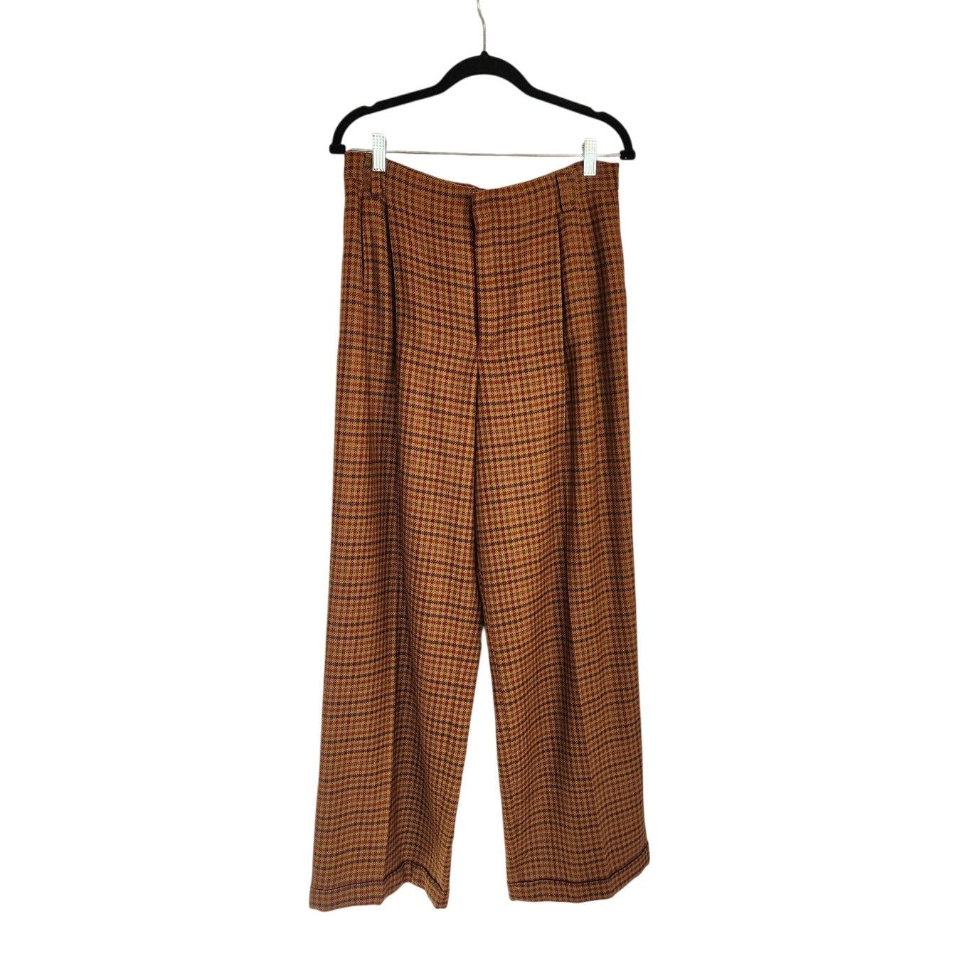 Vintage 80s Houndstooth Wool Pants Mustard Yellow Brown