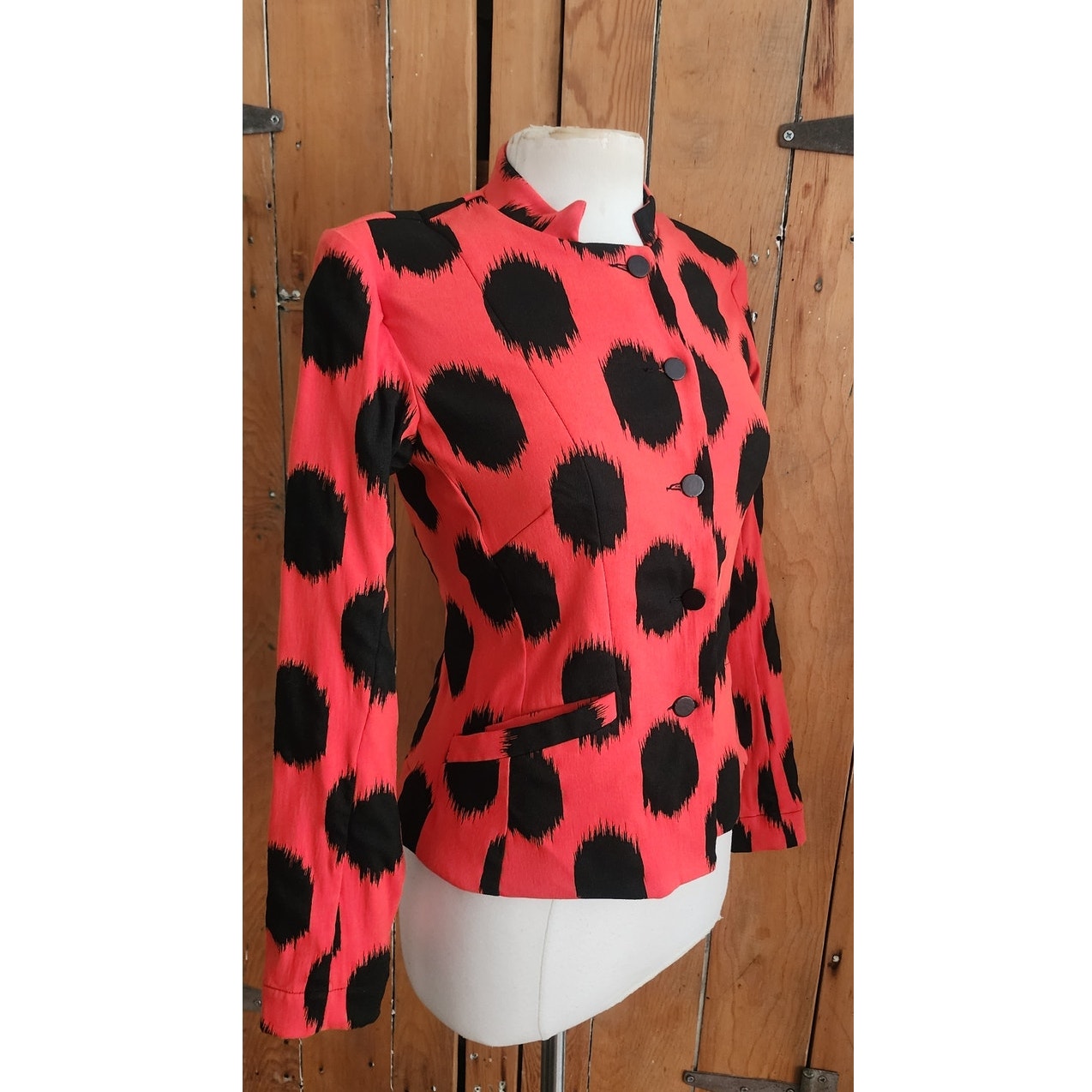 Bitte Kai Rand Blazer Orange Black Spots Ikat Print Danish Art to Wear NWT