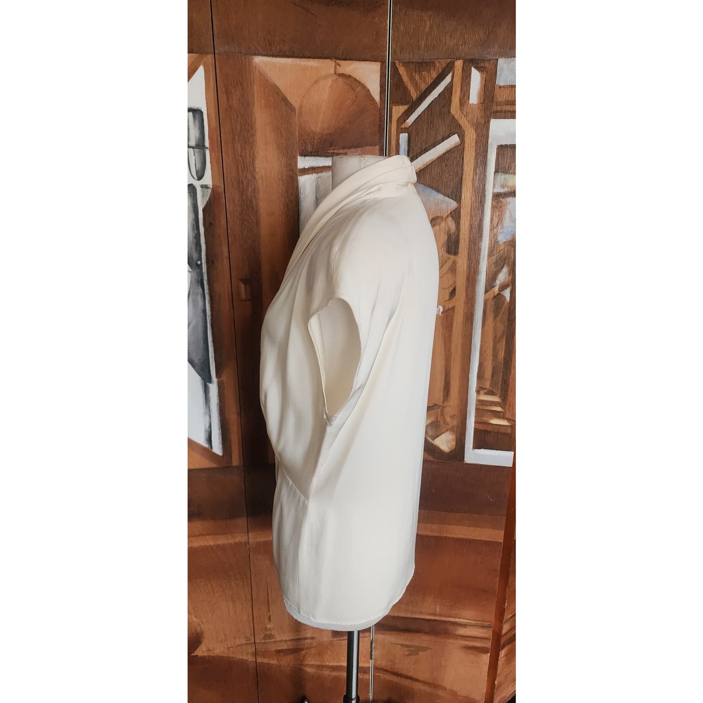 Vintage 80s Anne Klein II Silk Wrap Blouse Cream Silk / M - L