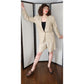 Vintage 80s Calvin Klein Shorts + Blazer Suit Set Beige Linen