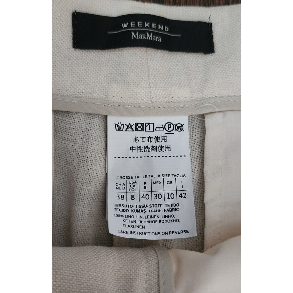 Vintage Y2K Max Mara Weekend Pants Cream Linen US Size 8