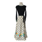 Vintage 70s Boho Maxi Dress Black Knit Top Cream Windowpane Skirt Floral Crissa Italy