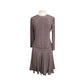 Vintage 1980s Giorgio Armani Dress Gray Silk Abstract Print Midi Long Sleeve
