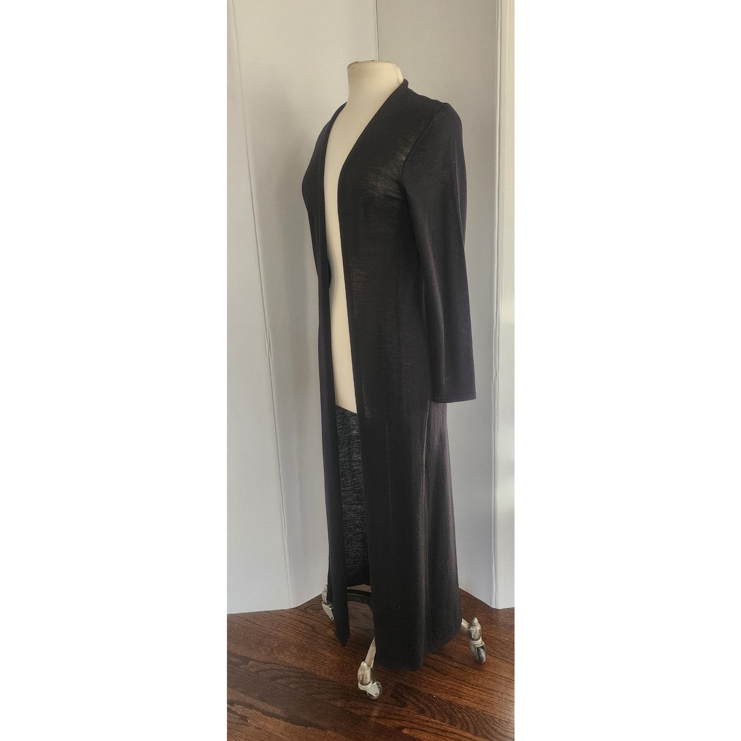 Eileen Fisher Black Wool Duster Long Cardigan / M