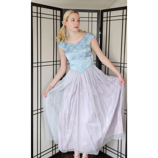 Vintage 50s Blue Party Dress Cinderella Style