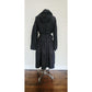 Vintage 2000s Sonia Rykiel Coat Dress / Black Trench Belted Raincoat Ruffled Skirt + Hood / M