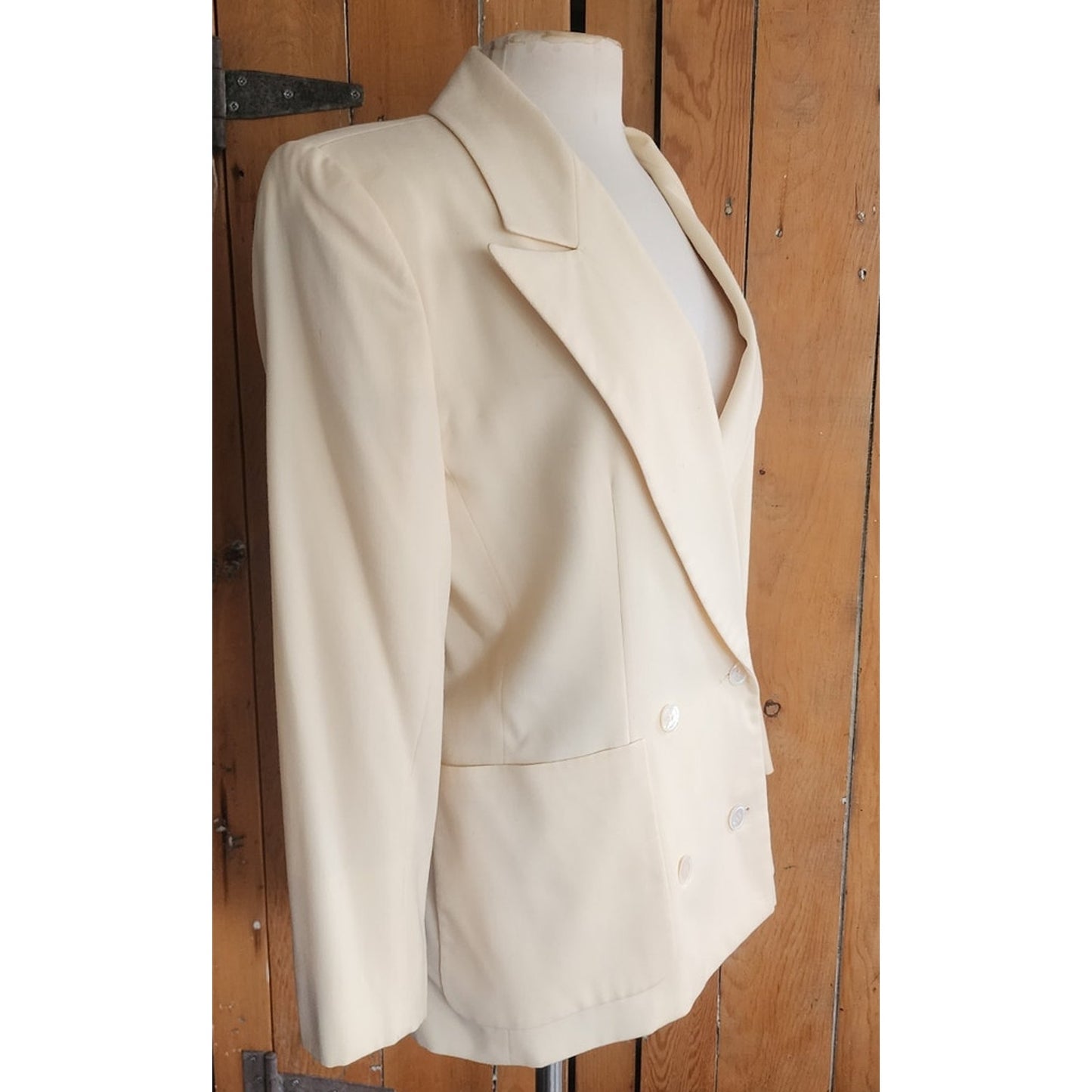 Vintage 80s Calvin Klein Blazer Cream Wool Double Breasted