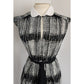 Vintage 70s Day Dress Black White Stripe, Belted,  Lady Page