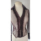 Vintage 90s Sheer Blouse Brown Mesh Ruffled Front