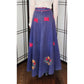 Vintage 70s Dark Denim Long Skirt Red Butterfly Embroidery India S. Kumar