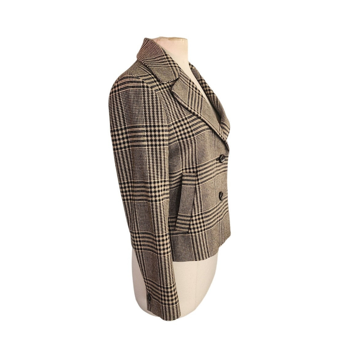 Vintage Y2K Cropped Blazer Houndstooth Wool Jacket Brooks Brothers