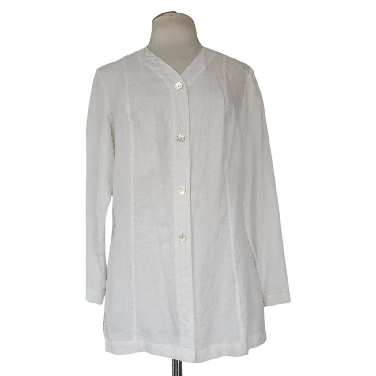 Vintage 90s Blazer White Linen L T Sport / Petite Small