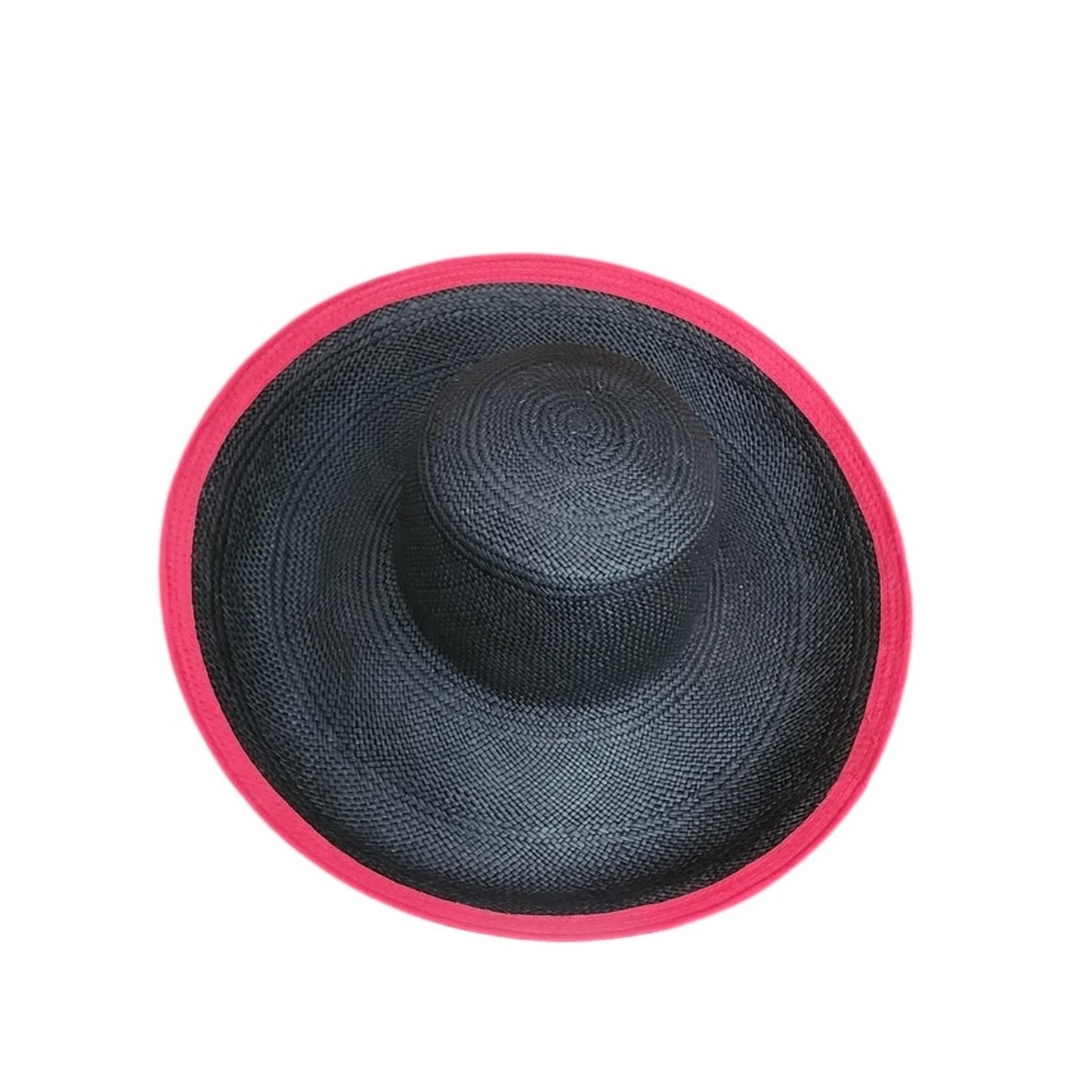Vintage 1980s Kokin Hat Wide Brim Sun Straw Fuchsia Red Black Summer Oversized