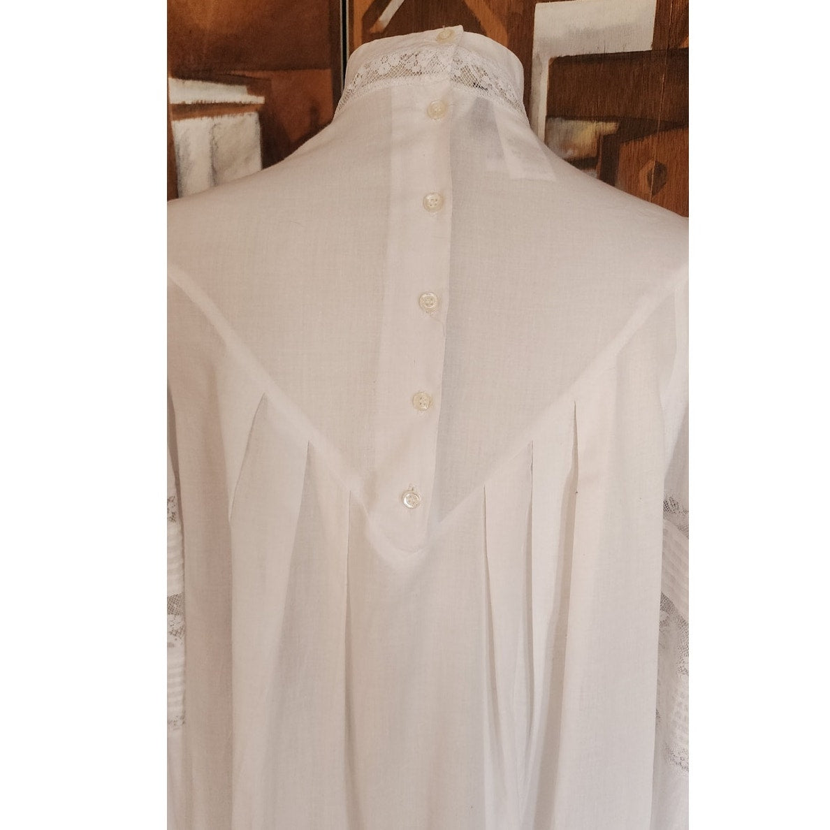 Vintage 80s Ceegee Sue Wong White Cotton Lace Dress Festival Boho Victorian Puff Sleeve