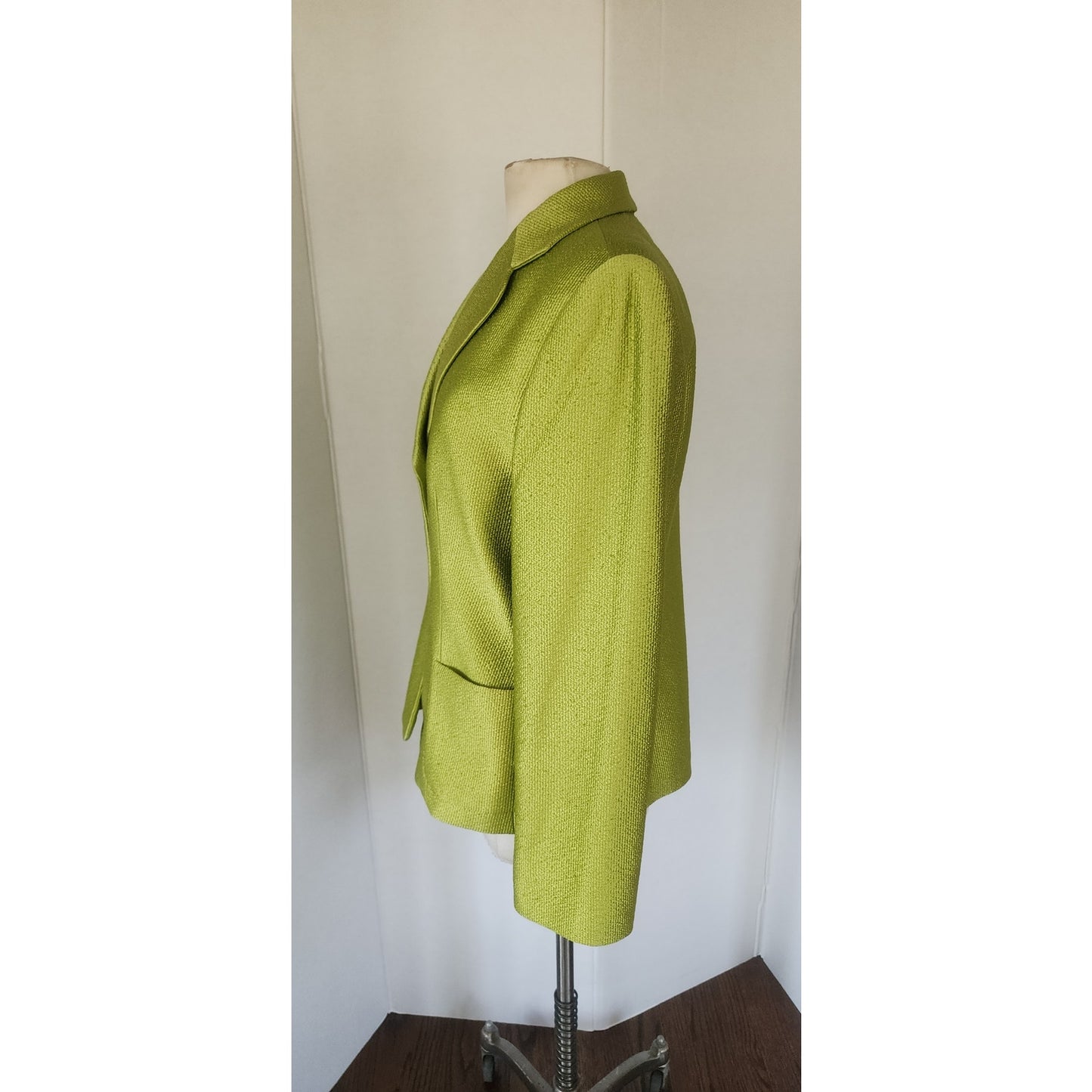 Vintage 2005 Armani Collezioni Blazer Textured Lime Green Jacket Size 16