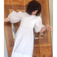 Vintage 80s Barboglio Neiman Marcus White Cotton Puff Sleeve Prairie Peasant Dress