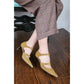 Vintage Bottega Veneta Shoes Mustard Yellow Suede Heels Dual Strap Buckle D'Orsay Pumps / 7.5