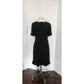 Vintage 60s Sorelle Fontana Dress Black Rayon Crepe w/Pleated Fringe Italian Designer