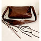 Vintage 2000s BCBG Brown Leather Shoulder Bag w/Fringe