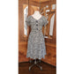 Vintage 50s Cotton Print Day Dress Black White MCM Tiki Pattern Rockabilly Short Sleeved / M
