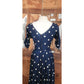 Vintage 1950s Lilli Diamond Dress Blue  White Polka Dot Print Midi / S