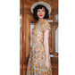 Vintage 40s Floral Print Short Sleeve Button Front Cotton Midi Day Dress w/Pockets Circle Skirt