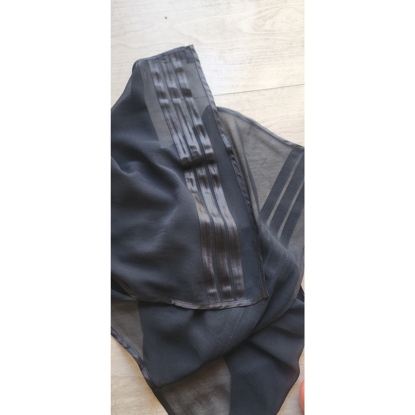 Vintage 90s Armani Collezioni Black Silk Scarf Satin Stripe