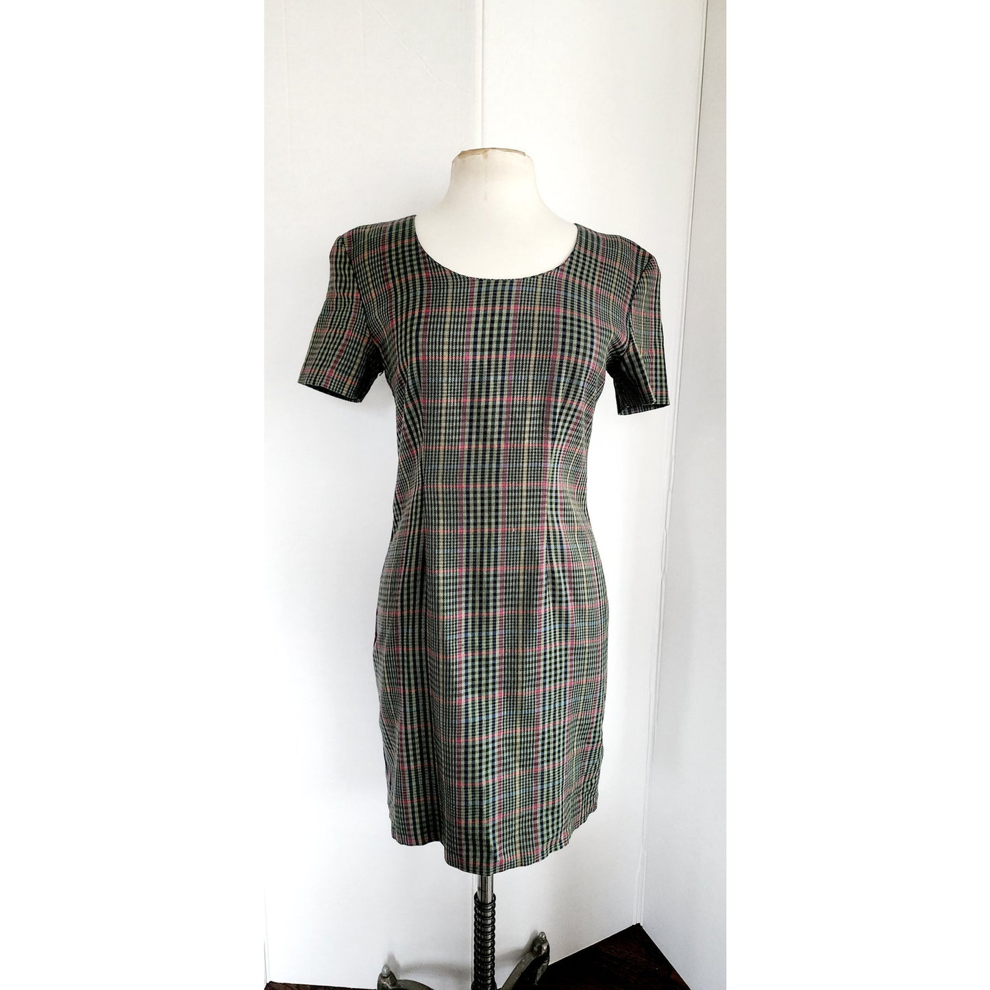 Vintage 90s Plaid Dress Olive Green by My Michelle / M