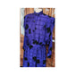 Vintage 80s Blue Geometric Print Silk Dress Button Down Shirt Dress Albert Nipon