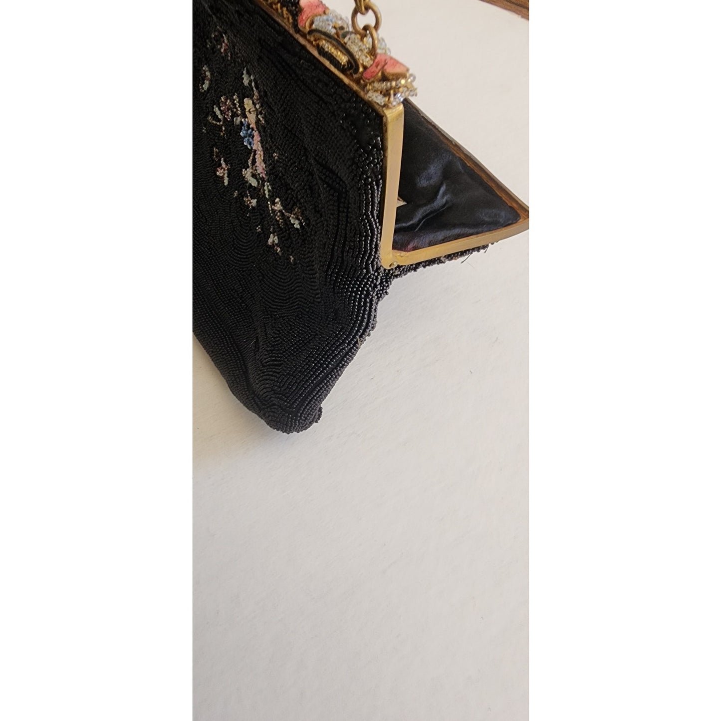 Vintage 50s Evening Bag Black Microbeading France