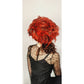 80s Does 60s Red Feather Hat Kokin Oversized Avant Garde