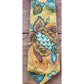 Vintage 60s Barkcloth Necktie Yellow Floral Print